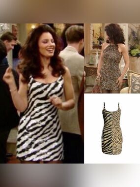 1980’s Vintage Sequin Half Zebra And Cheetah Mini Dress As Seen On Fran Fine in